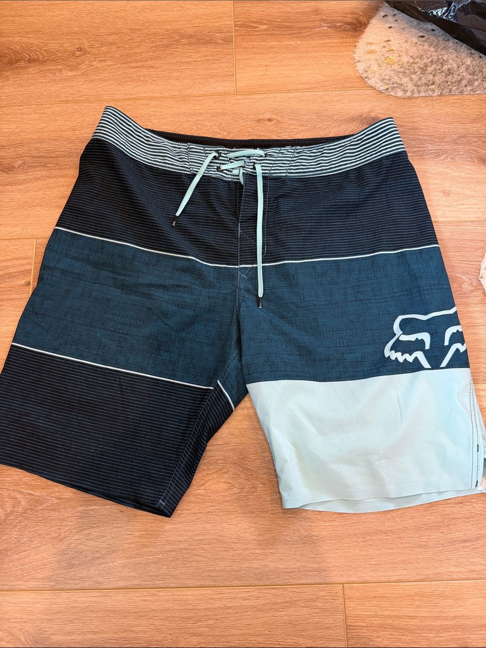 Fox Men’s Black and Light Teal Swim Board Shorts Ian Walsh